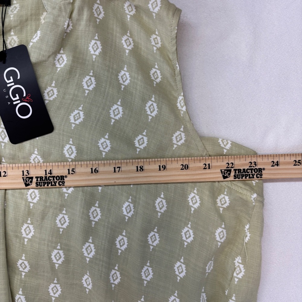 GIGIO USA‎ Sage Green Top Medium New Southwestern  Sleeveless Twist Front V-Neck - Picture 6 of 11